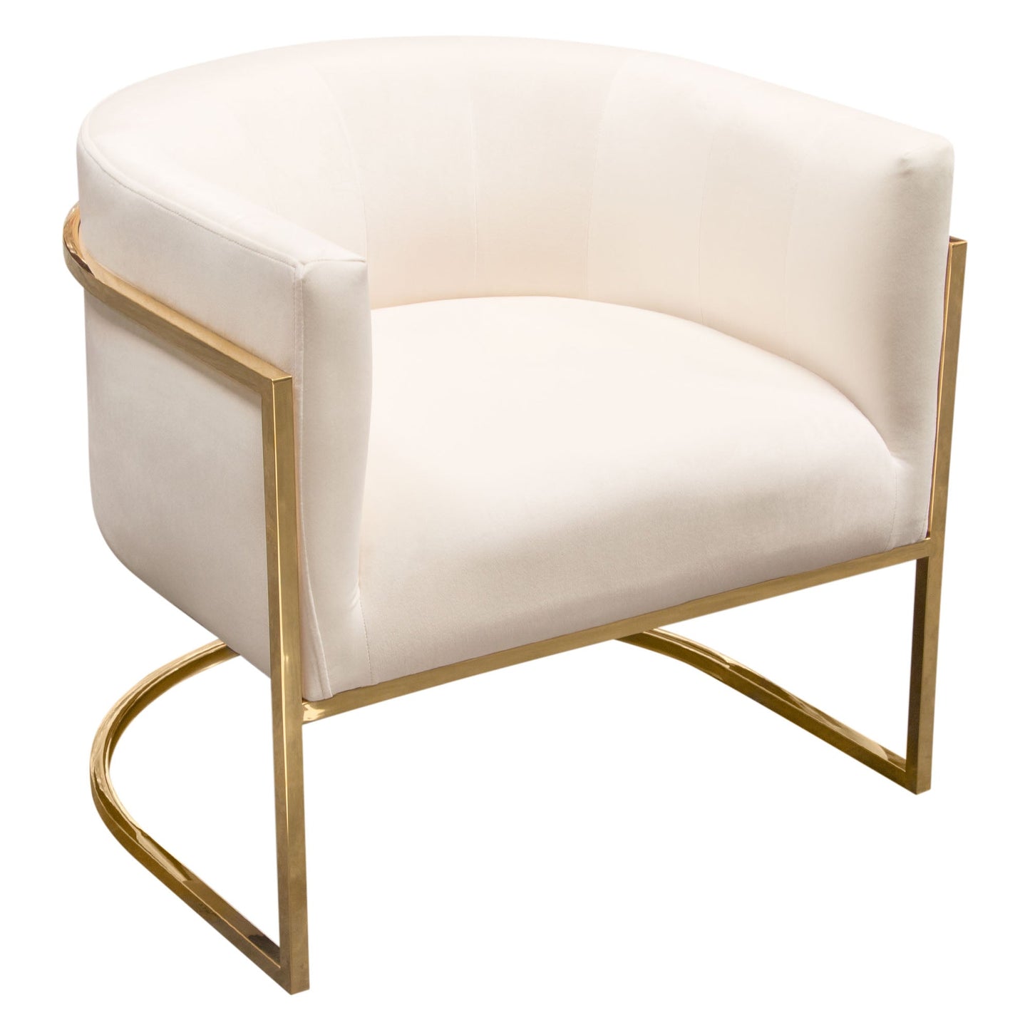 Pandora Accent Chair in Cream Velvet with Polished Gold Stainless Steel Frame by Diamond Sofa