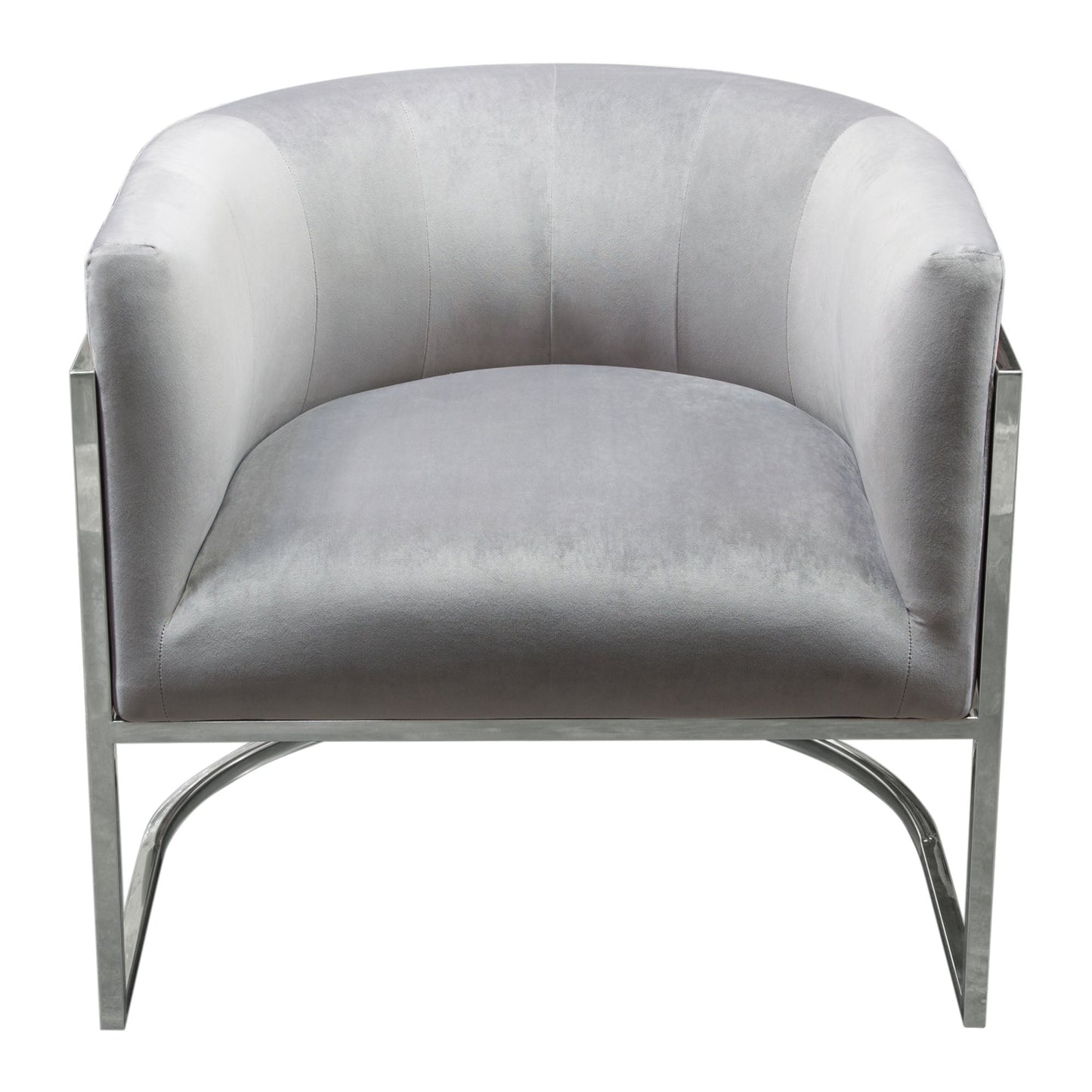 Pandora Accent Chair in Grey Velvet with Polished Silver Stainless Steel Frame by Diamond Sofa