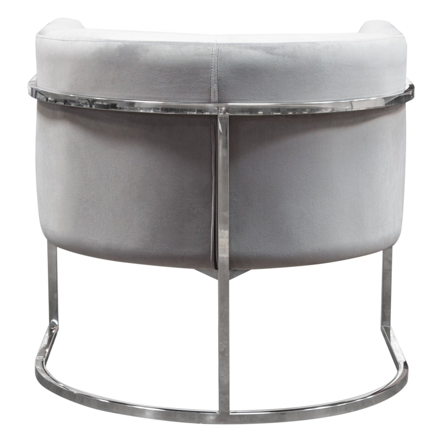 Pandora Accent Chair in Grey Velvet with Polished Silver Stainless Steel Frame by Diamond Sofa