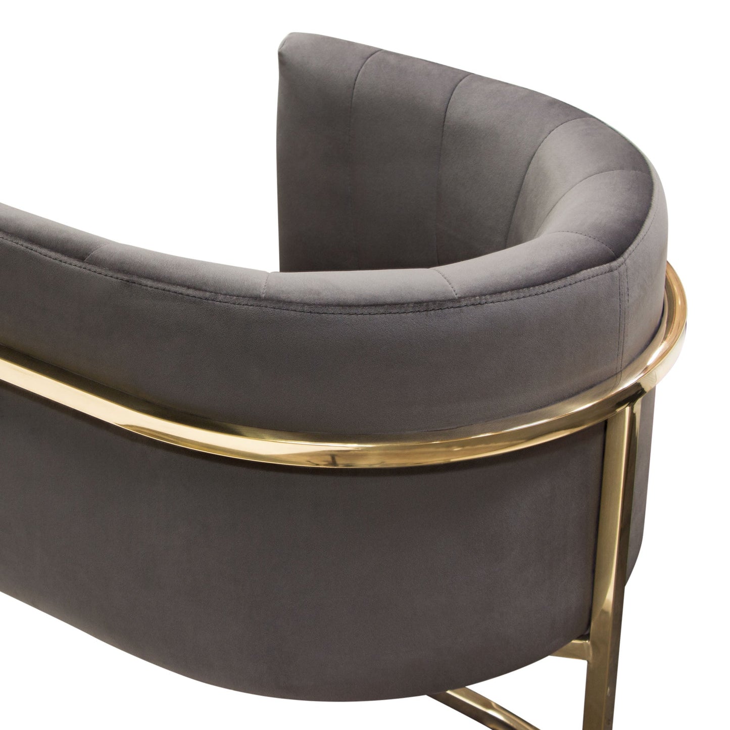 Pandora Dining Chair in Grey Velvet with Polished Gold Frame by Diamond Sofa