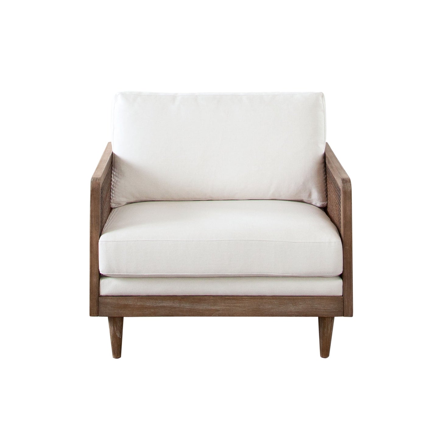 Piper Chair in White Linen Fabric w/ Natural Rattan by Diamond Sofa