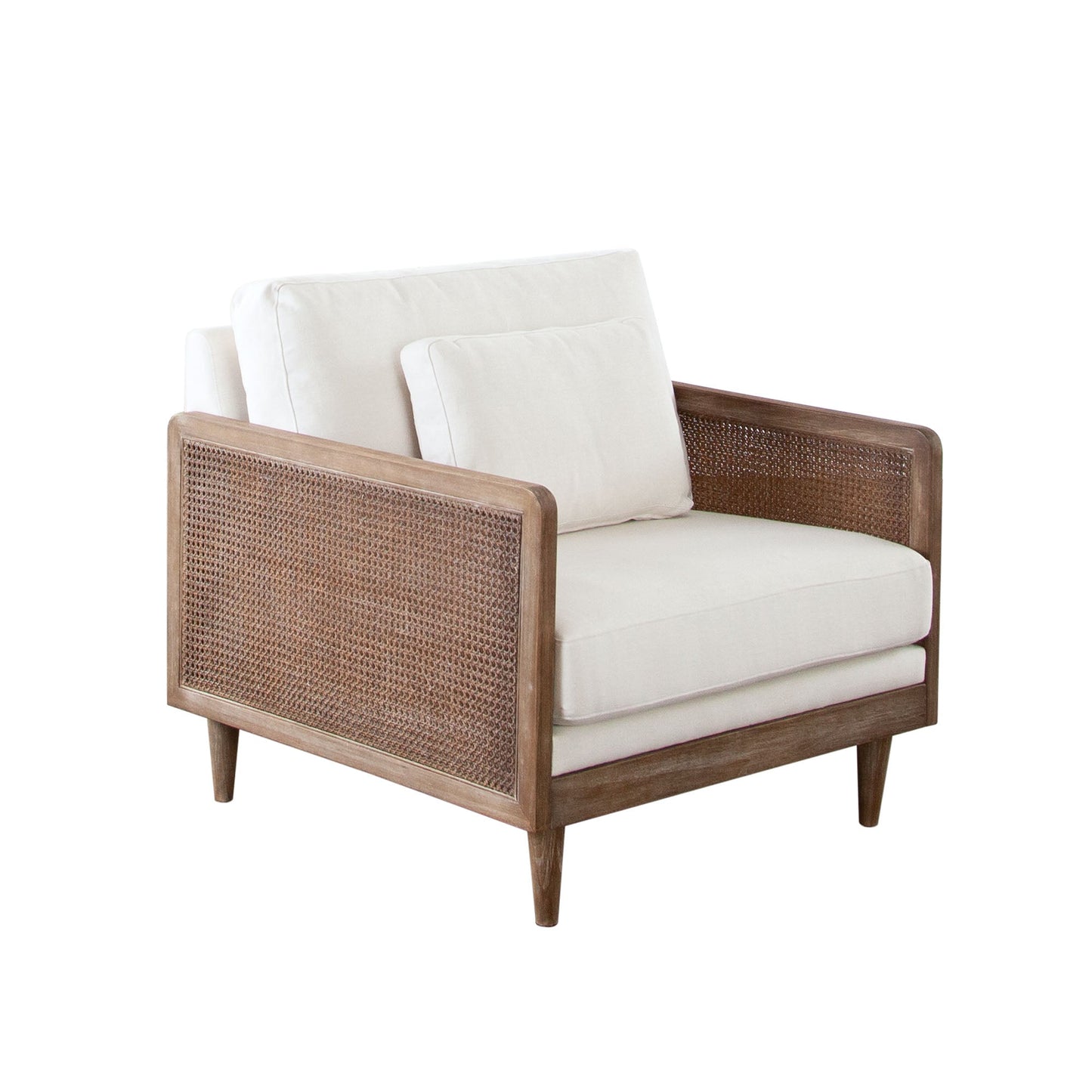 Piper Chair in White Linen Fabric w/ Natural Rattan by Diamond Sofa