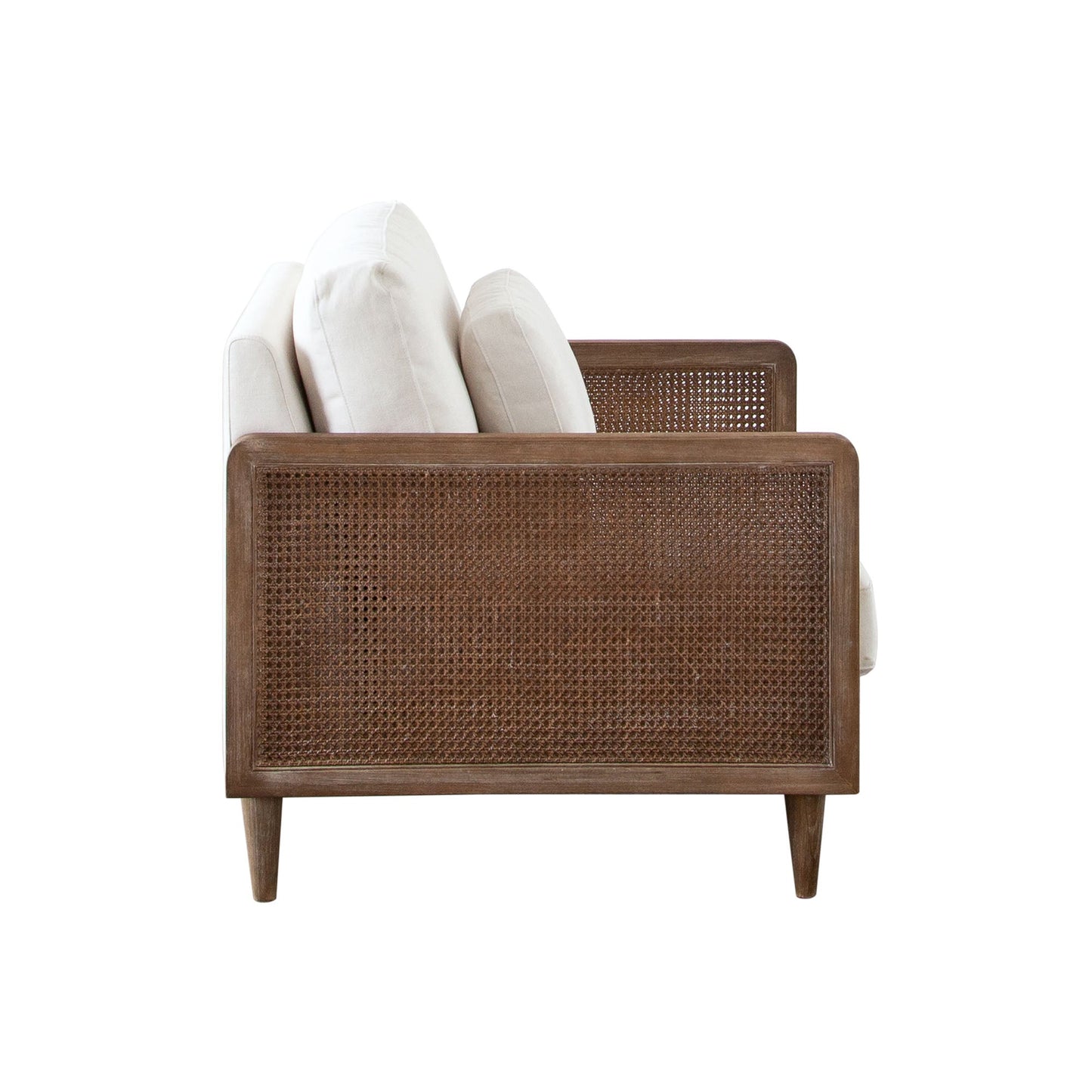 Piper Chair in White Linen Fabric w/ Natural Rattan by Diamond Sofa