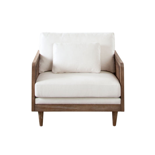 Piper Chair in White Linen Fabric w/ Natural Rattan by Diamond Sofa