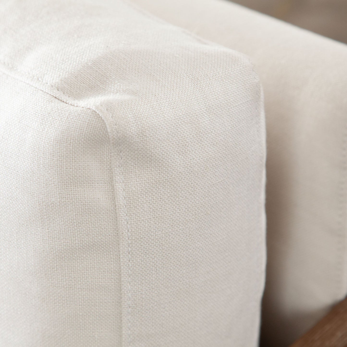 Piper Sofa in White Linen Fabric w/ Natural Rattan by Diamond Sofa