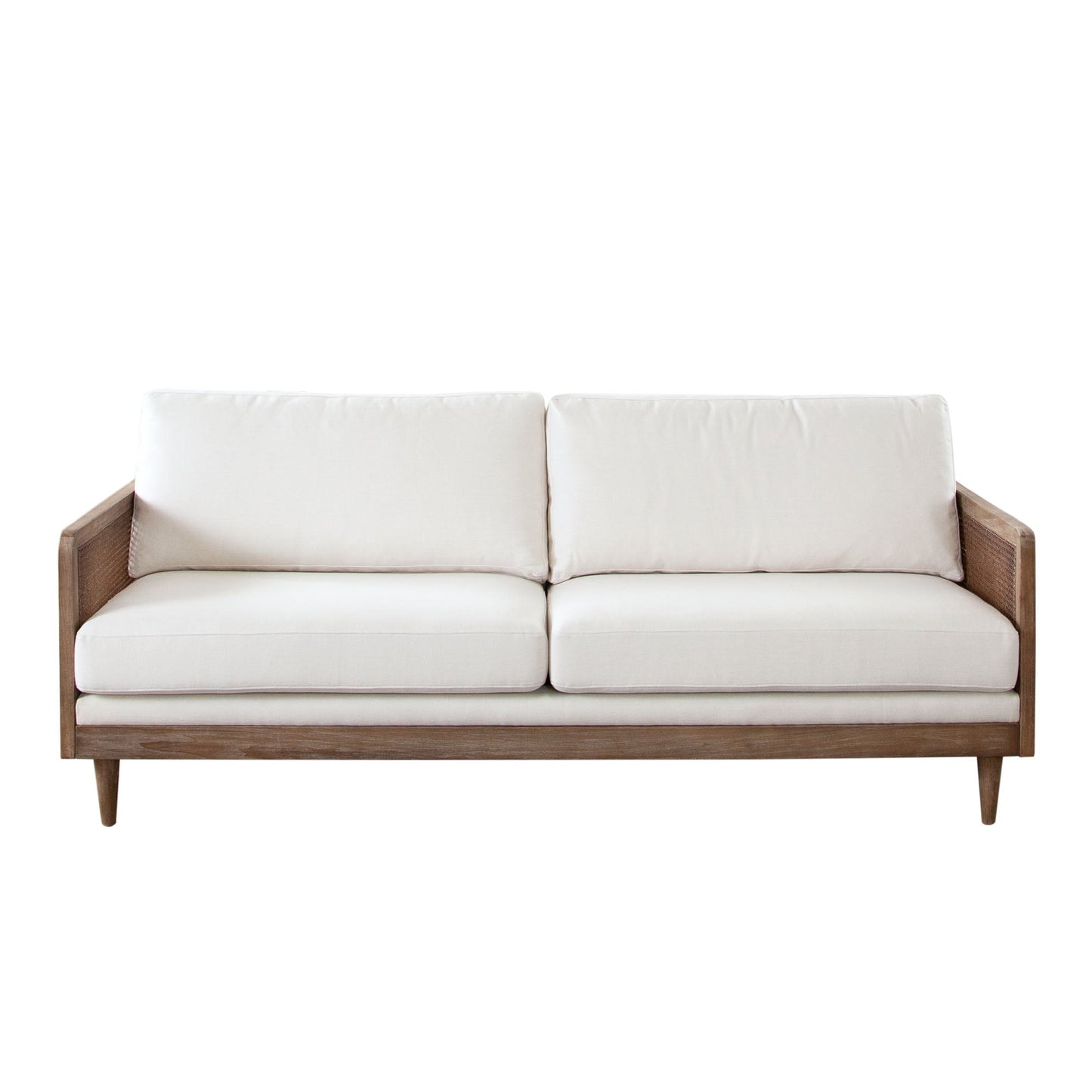Piper Sofa in White Linen Fabric w/ Natural Rattan by Diamond Sofa