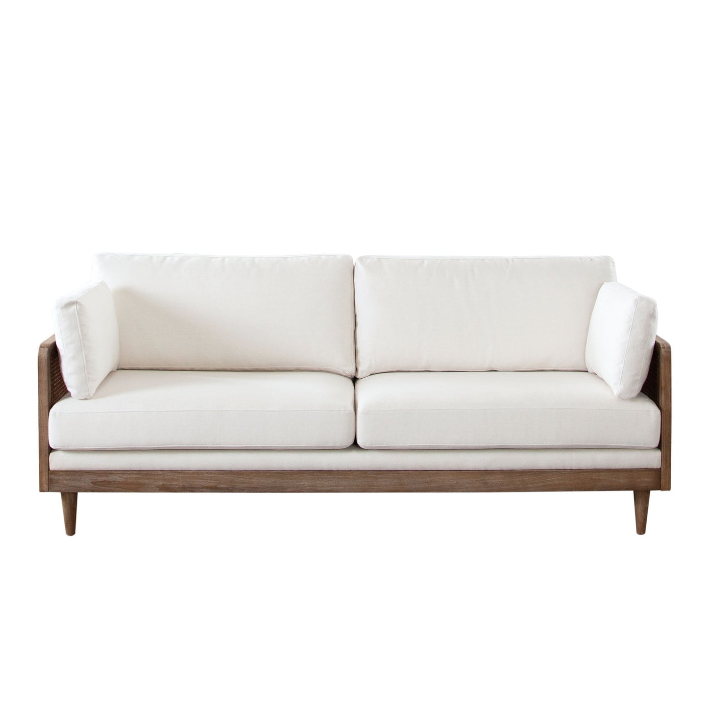 Piper Sofa in White Linen Fabric w/ Natural Rattan by Diamond Sofa