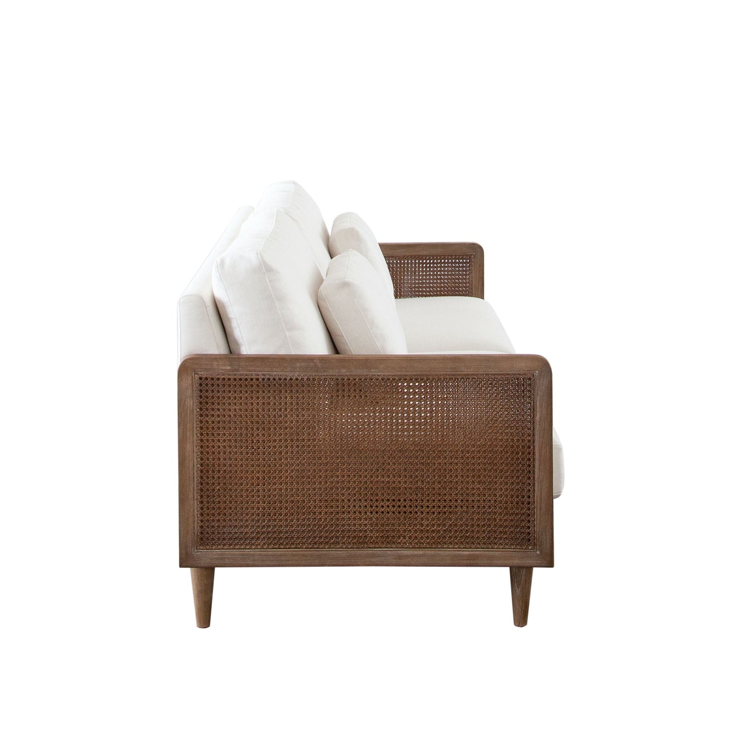 Piper Sofa in White Linen Fabric w/ Natural Rattan by Diamond Sofa