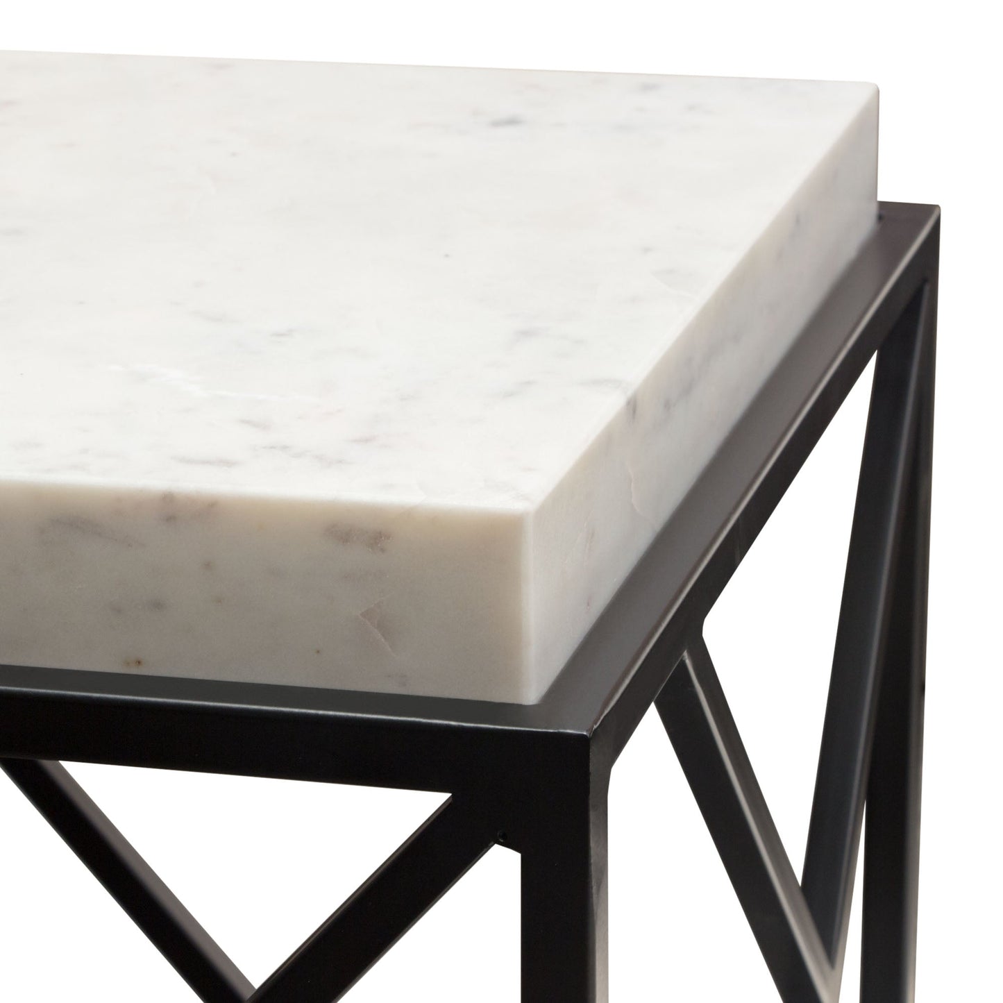 Plymouth Square Accent Table w/ Genuine Grey Marble Top & Black Metal Base by Diamond Sofa