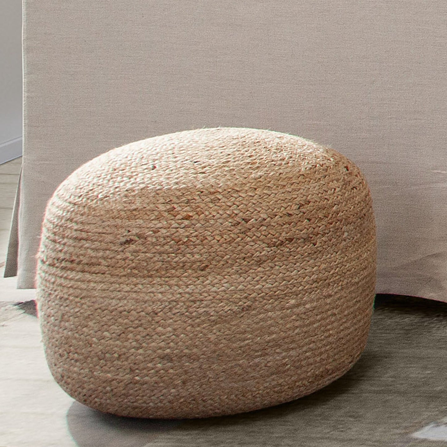 Round Pouf in Natural Jute Fiber by Diamond Sofa