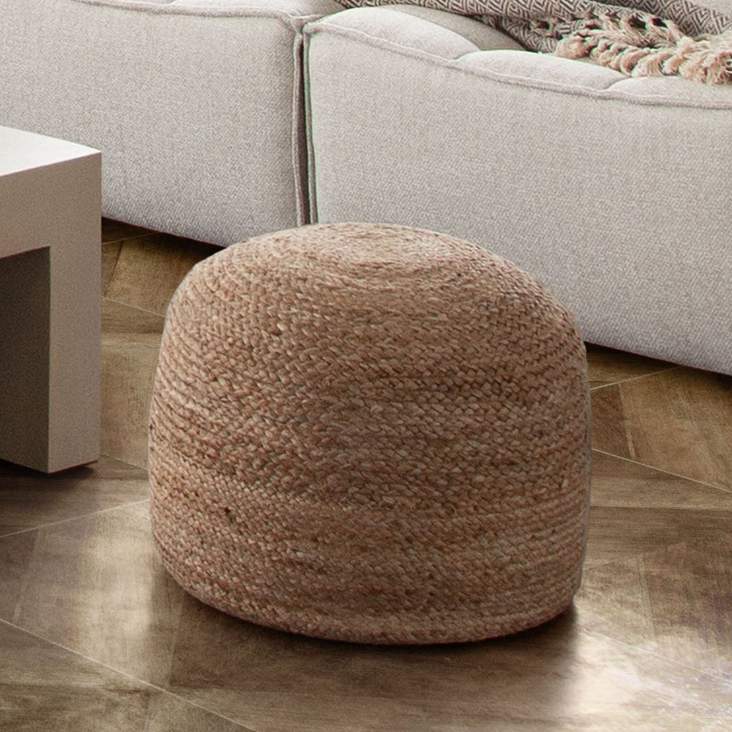 Round Pouf in Natural Jute Fiber by Diamond Sofa