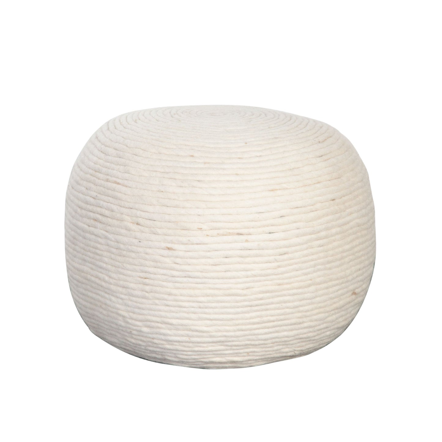 Round Pouf in White Dyed Natural Wool by Diamond Sofa