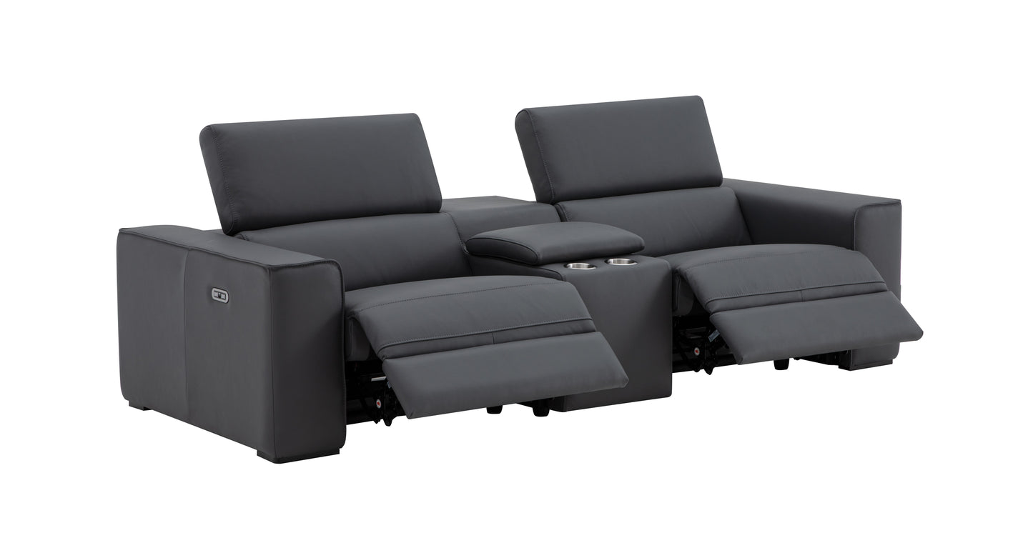 J&M Furniture Picasso Love Seat with Console in Blue Grey
