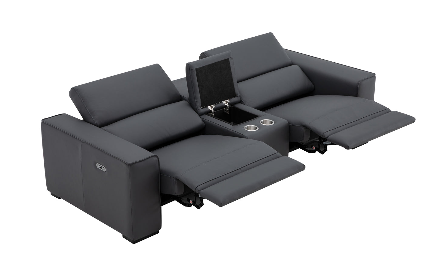J&M Furniture Picasso Love Seat with Console in Blue Grey