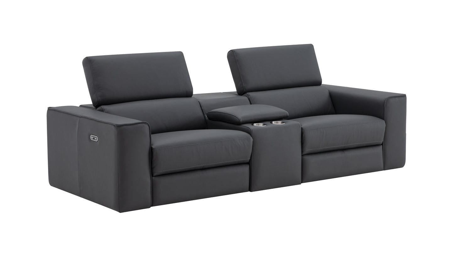 J&M Furniture Picasso Love Seat with Console in Blue Grey