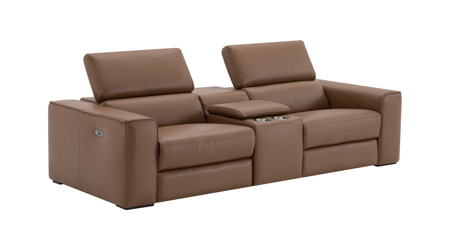J&M Furniture Picasso Love Seat with Console in Caramel