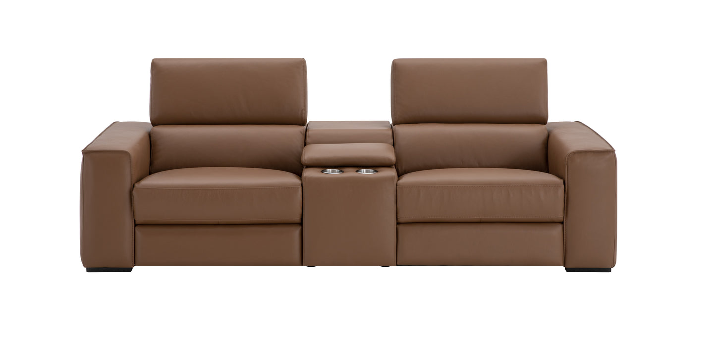 J&M Furniture Picasso Love Seat with Console in Caramel
