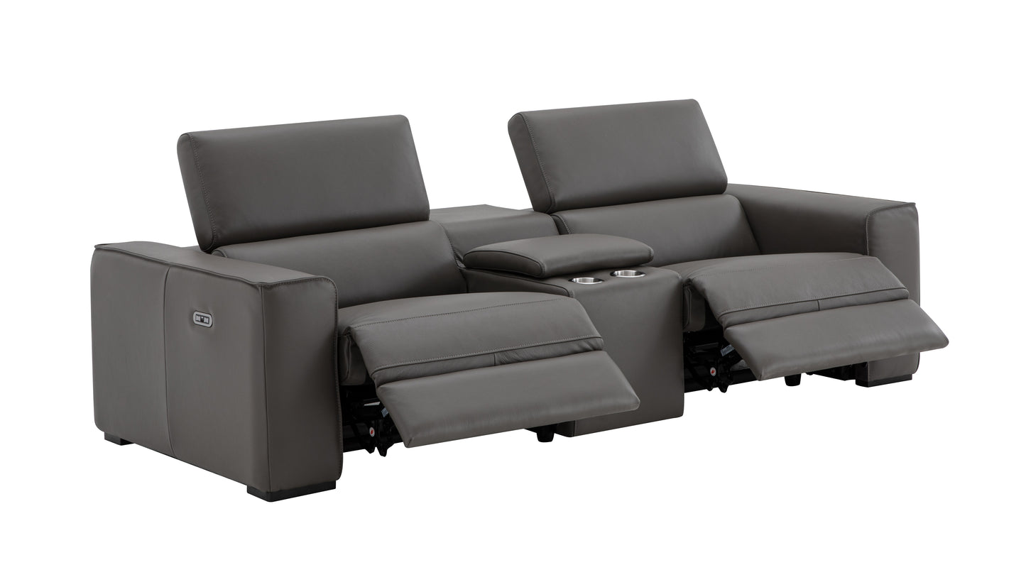 J&M Furniture Picasso Love Seat with Console in Silver Grey
