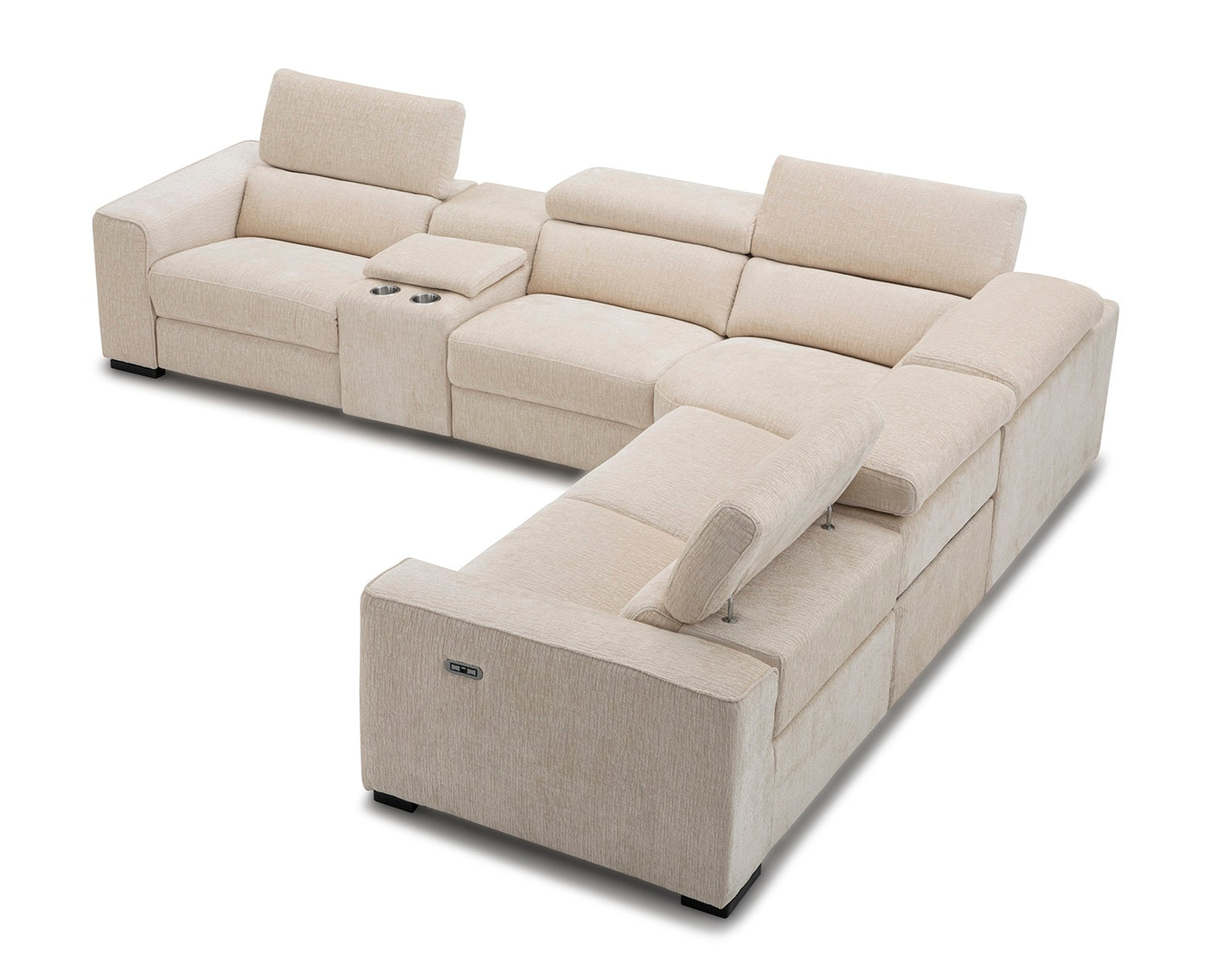 J&M Furniture Picasso Motion Fabric Sectional in Sand