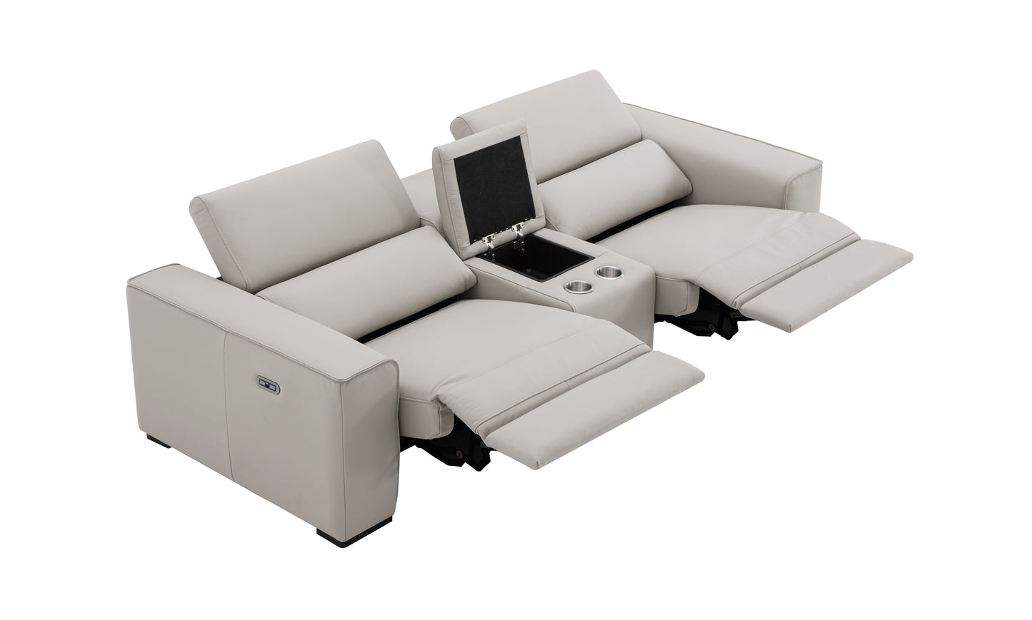 J&M Furniture Picasso Love Seat with Console in Silver Grey
