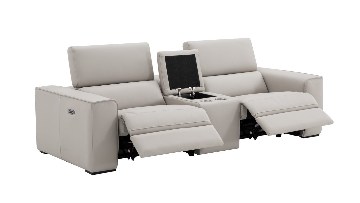 J&M Furniture Picasso Love Seat with Console in Silver Grey