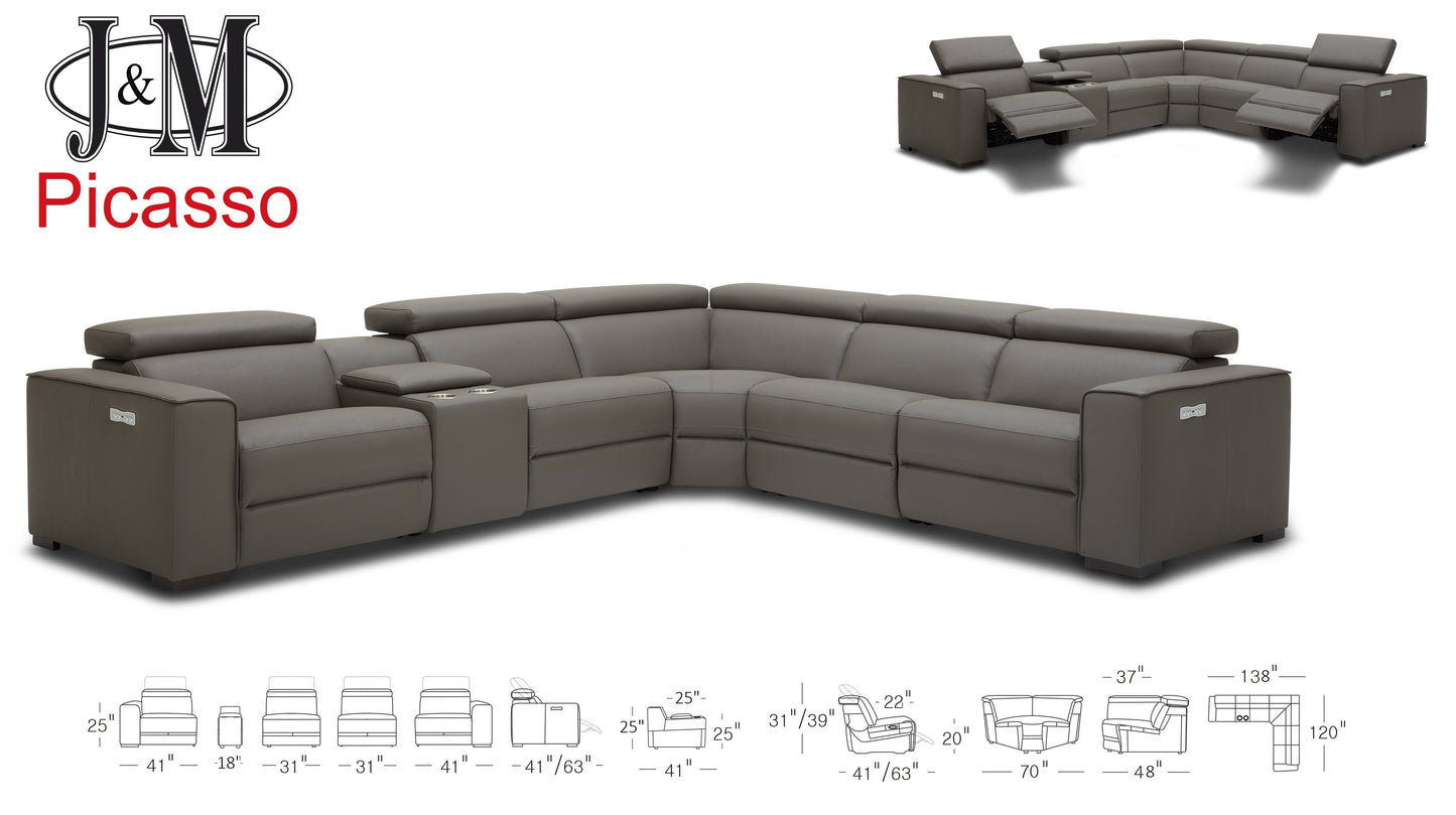 J&M Furniture Picasso Motion Sectional in Silver Grey