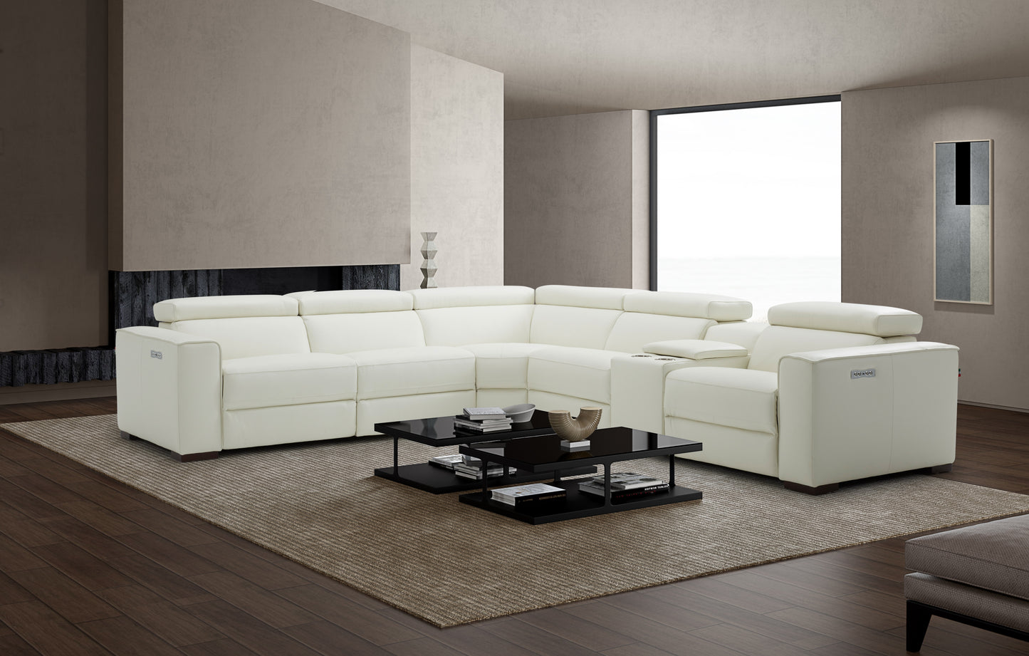 J&M Furniture Picasso Motion Sectional in White