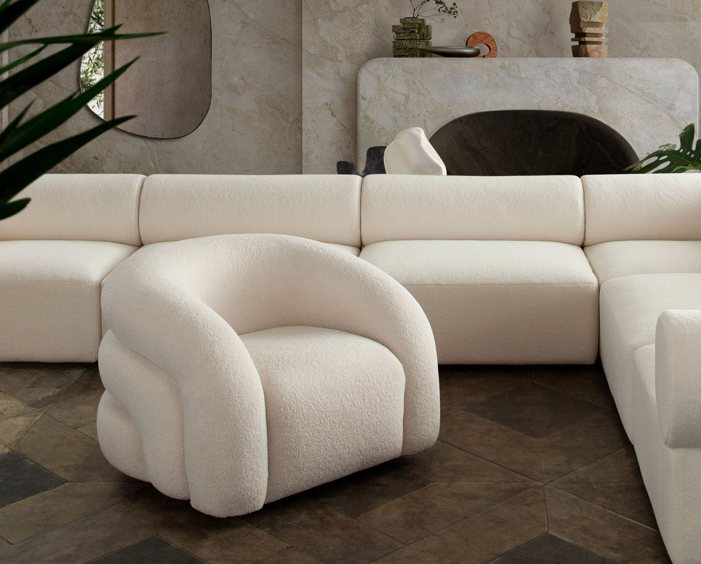 Quantum Swivel Accent Chair in Ivory Sherpa by Diamond Sofa