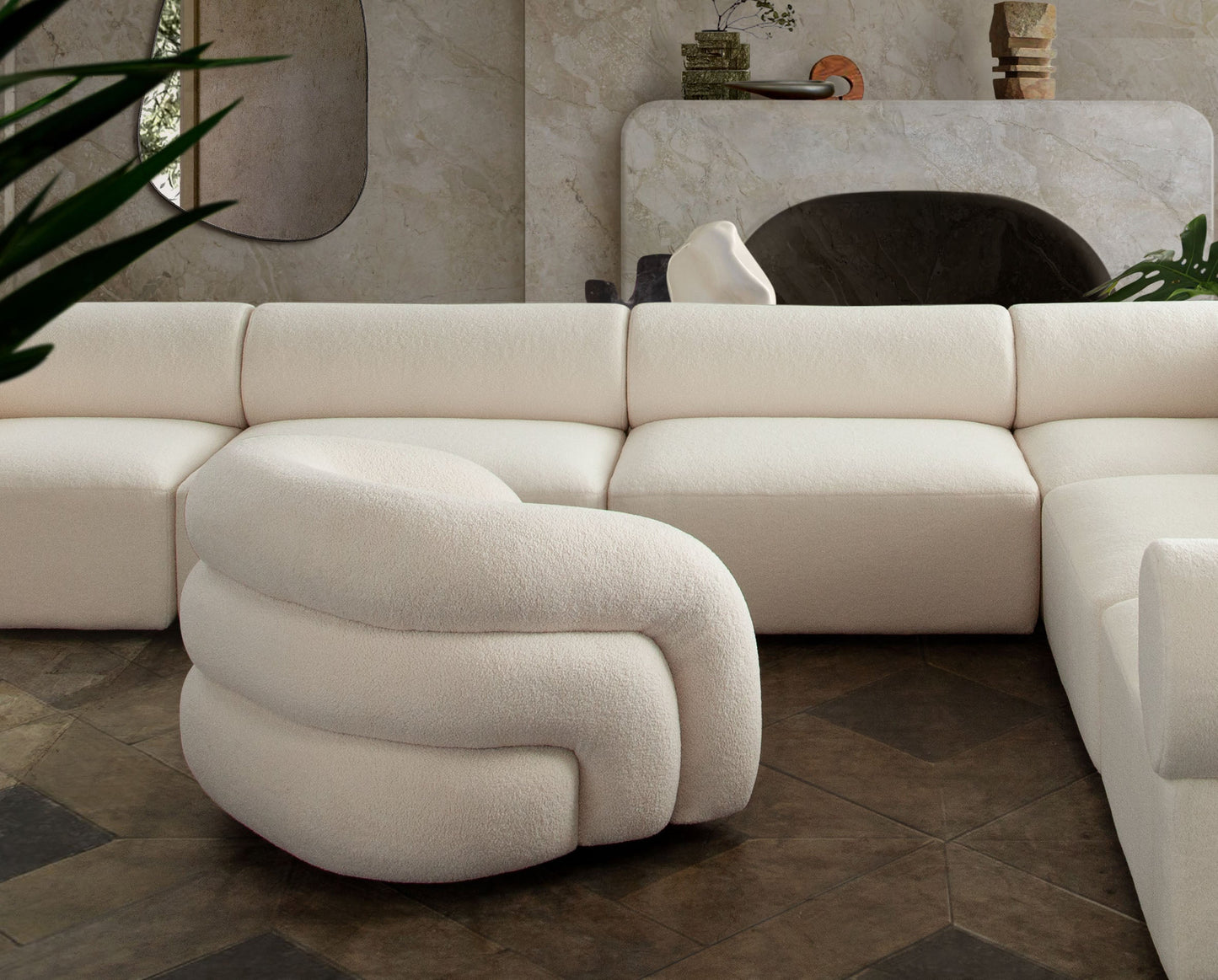 Quantum Swivel Accent Chair in Ivory Sherpa by Diamond Sofa