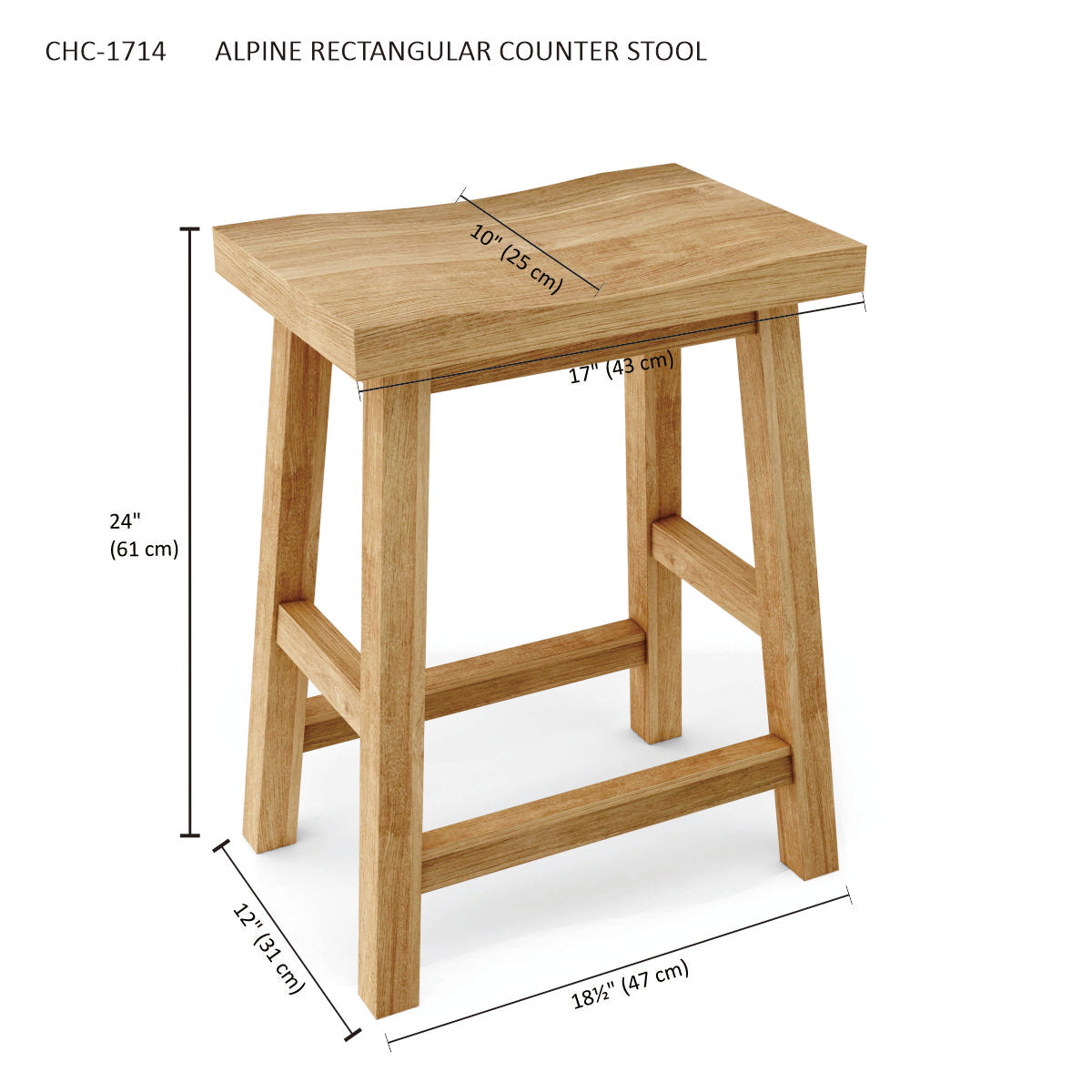 Anderson Teak Alpine Rectangular Counter Stool