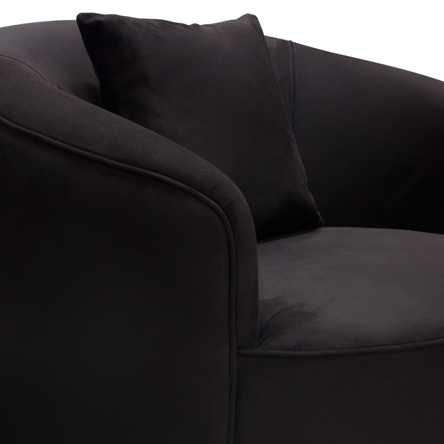 Raven Chair in Black Suede Velvet w/ Brushed Gold Accent Trim by Diamond Sofa