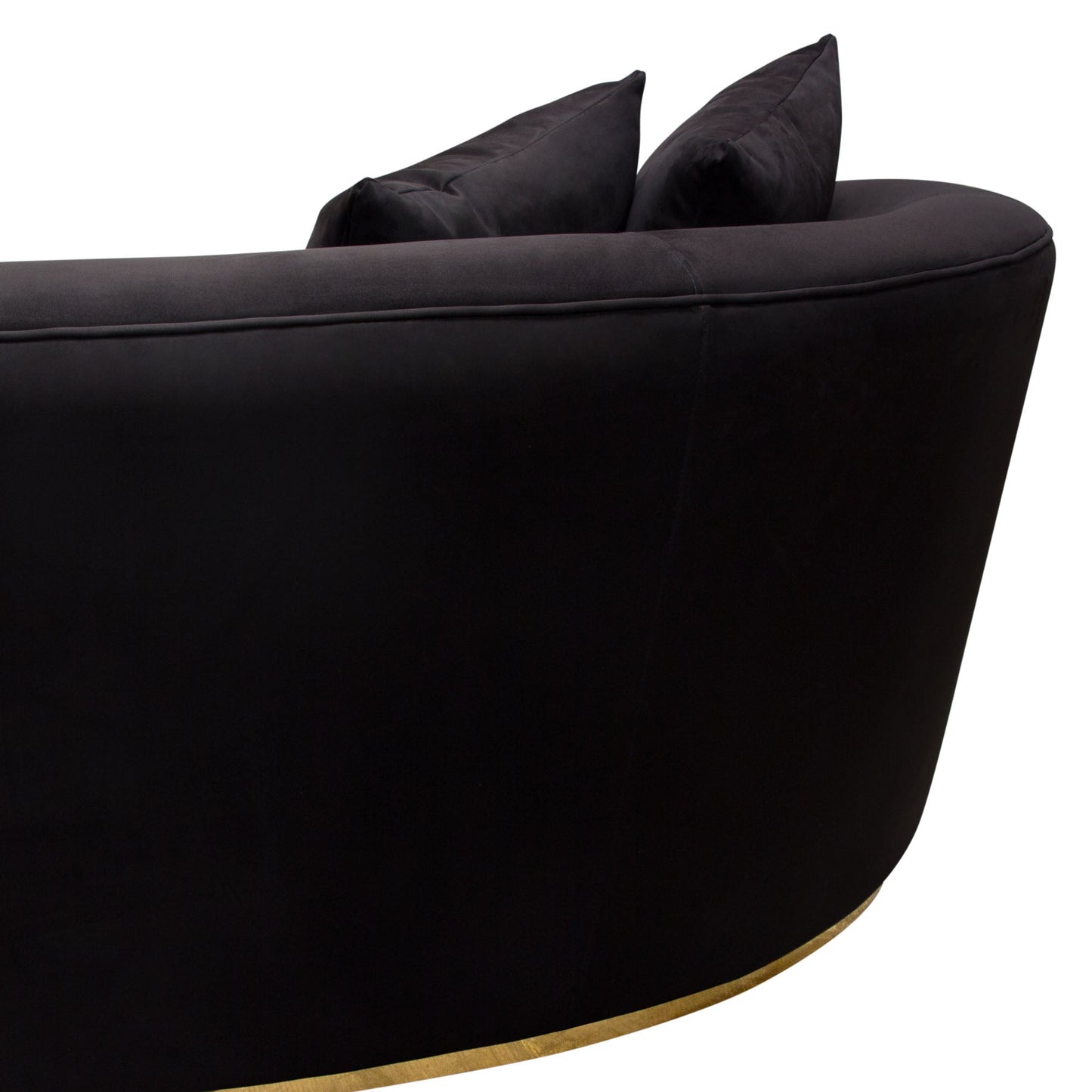 Raven Sofa in Black Suede Velvet w/ Brushed Gold Accent Trim by Diamond Sofa
