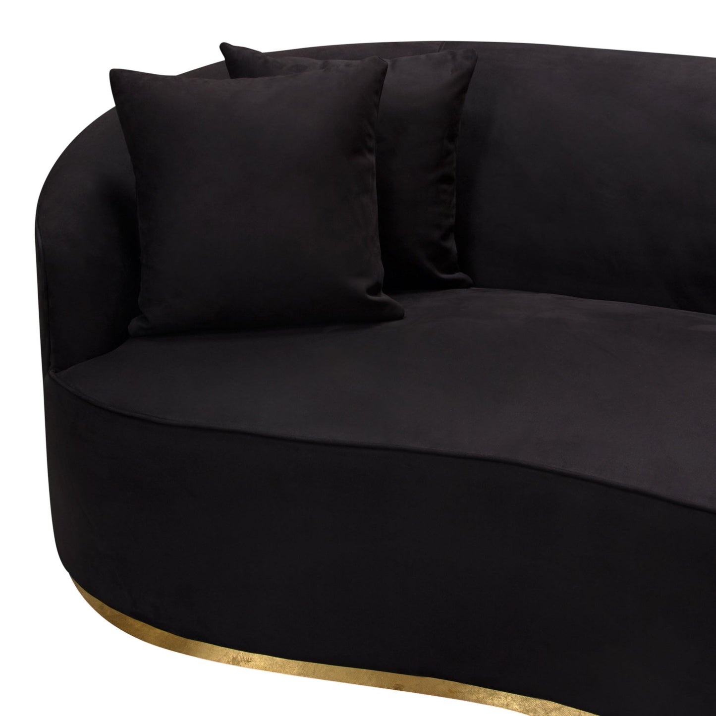 Raven Sofa in Black Suede Velvet w/ Brushed Gold Accent Trim by Diamond Sofa