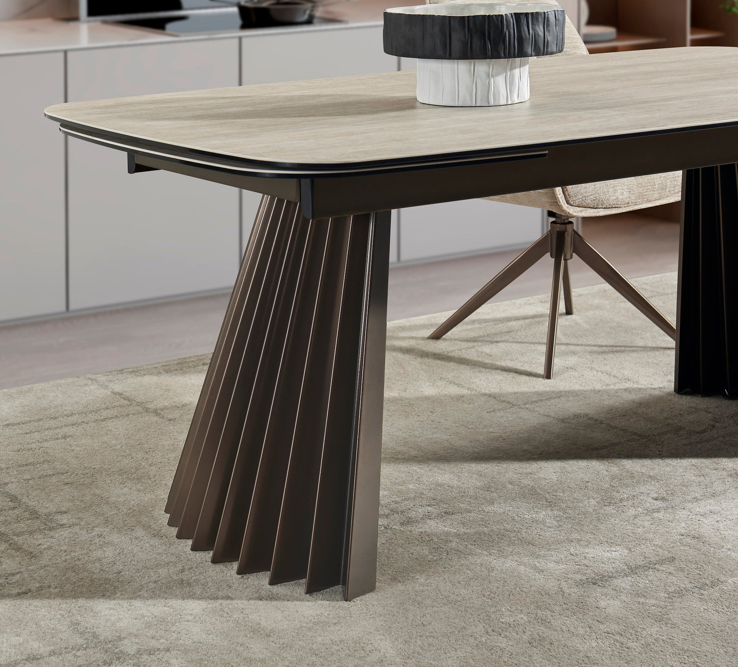 J&M Furniture RH Warm Travertine Extension DT