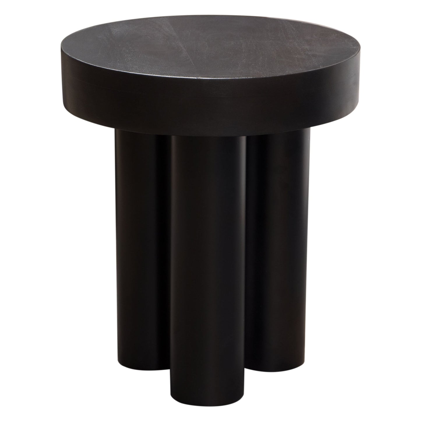 Rune 16" Round End/Accent Table w/ Solid Acacia Wood Top & Iron Leg Base in Black Finish by Diamond Sofa