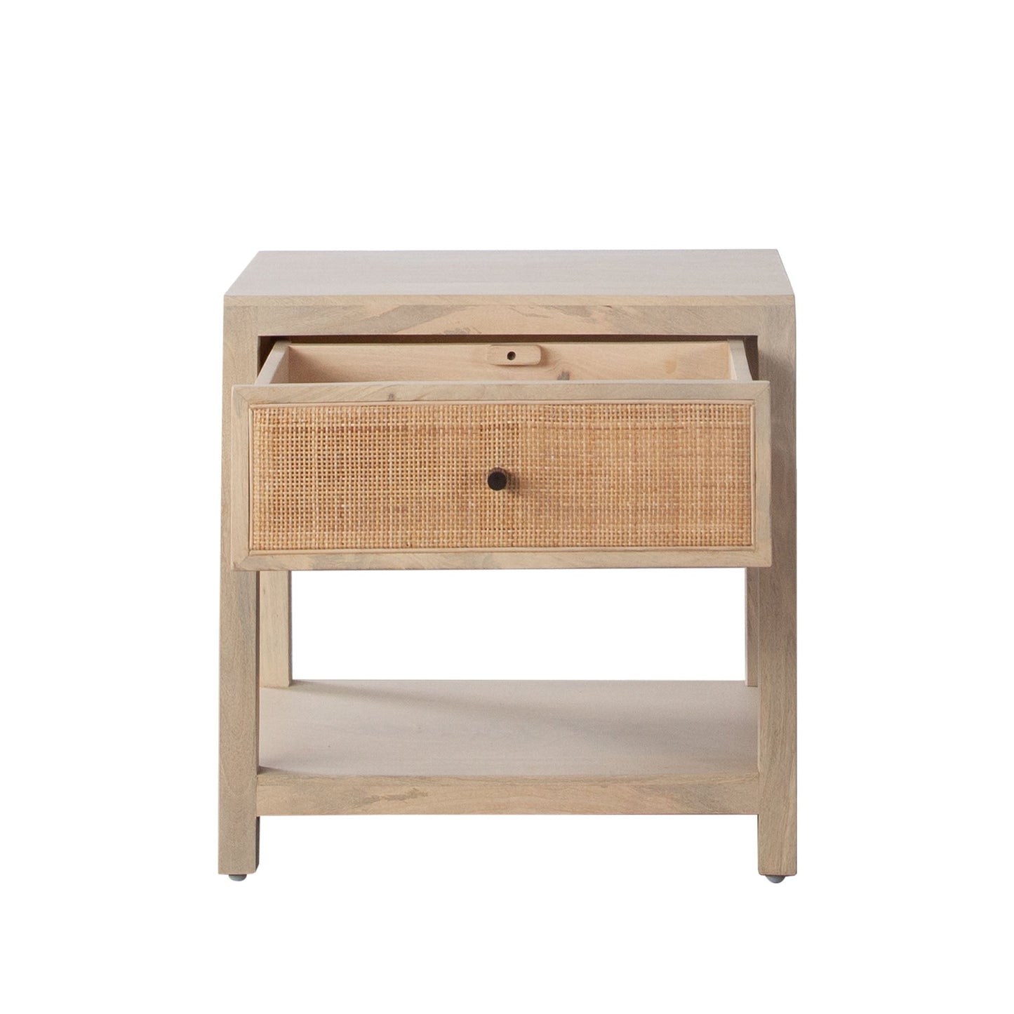 Sadler 1-Drawer Solid Mango Wood Accent Table in Natural Finish w/ Cane Door Fronts by Diamond Sofa