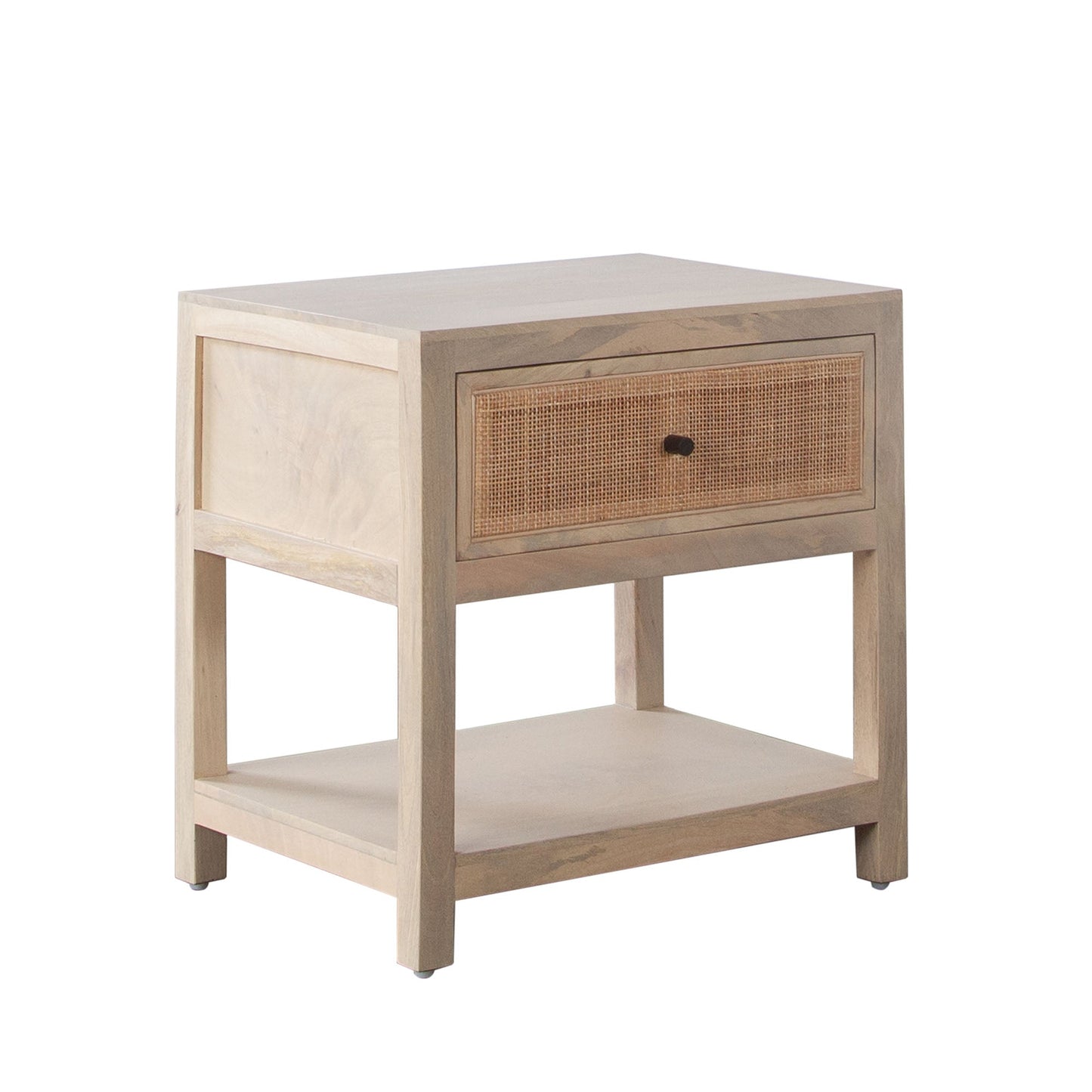 Sadler 1-Drawer Solid Mango Wood Accent Table in Natural Finish w/ Cane Door Fronts by Diamond Sofa