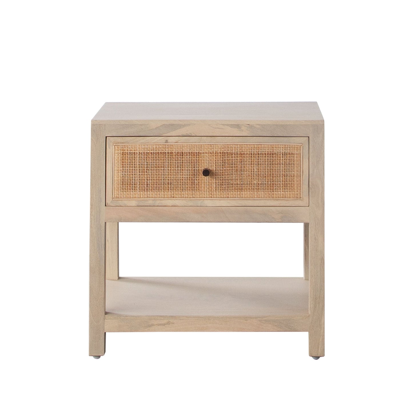 Sadler 1-Drawer Solid Mango Wood Accent Table in Natural Finish w/ Cane Door Fronts by Diamond Sofa