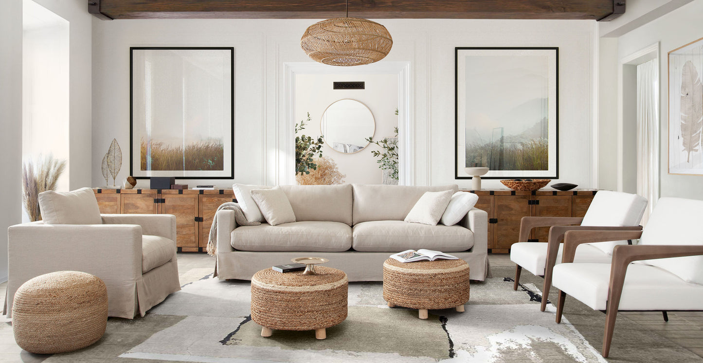 Savannah Slip-Cover Sofa in Sand Natural Linen by Diamond Sofa