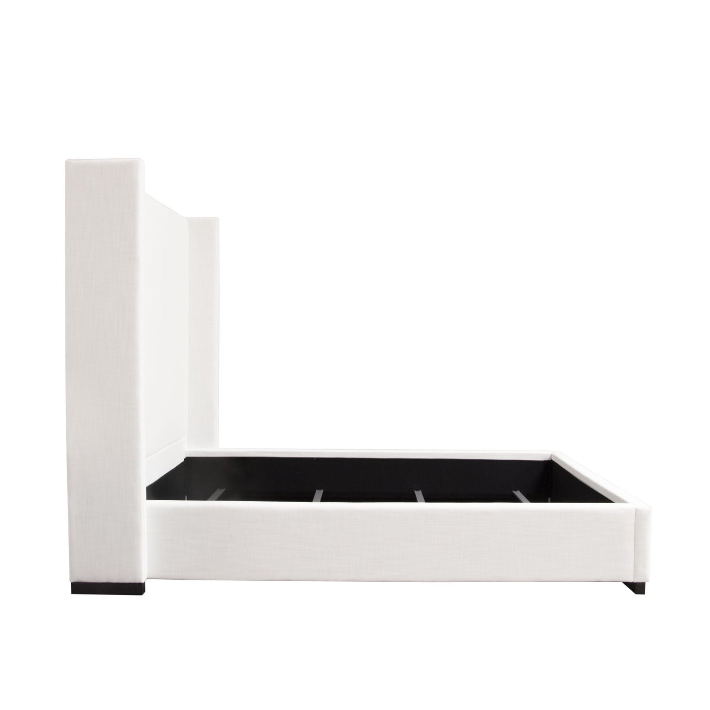 Seattle Eastern King Bed with Vintage Wing in White Linen by Diamond Sofa