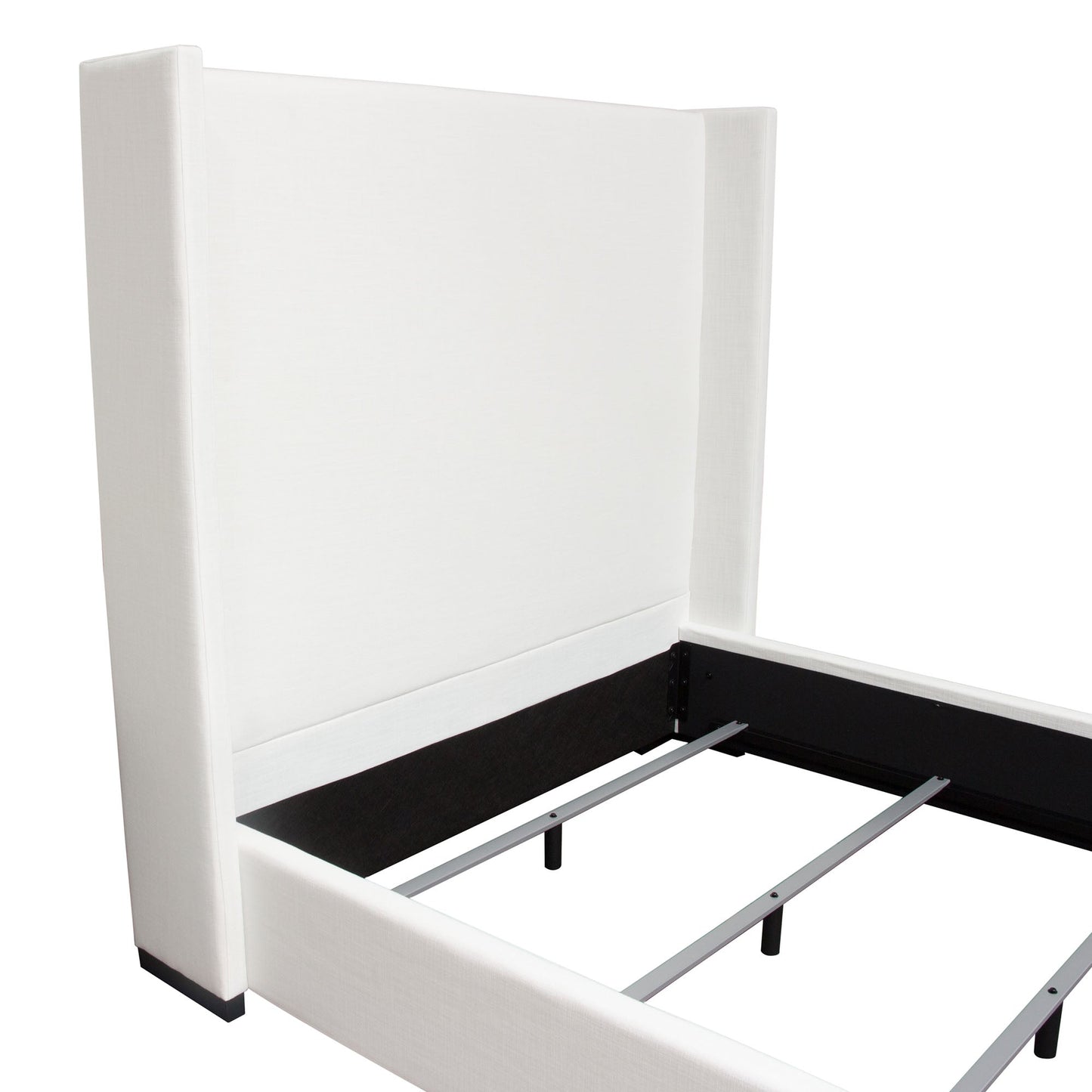 Seattle Queen Bed with Vintage Wing in White Linen by Diamond Sofa
