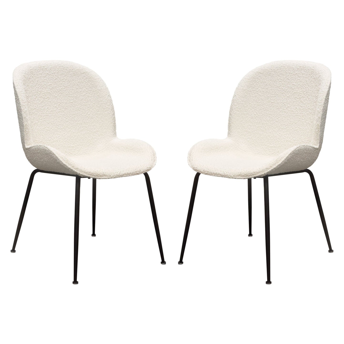 Session 2-Pack Dining Chair in Ivory Boucle w/ Black Powder Coat Metal Leg by Diamond Sofa