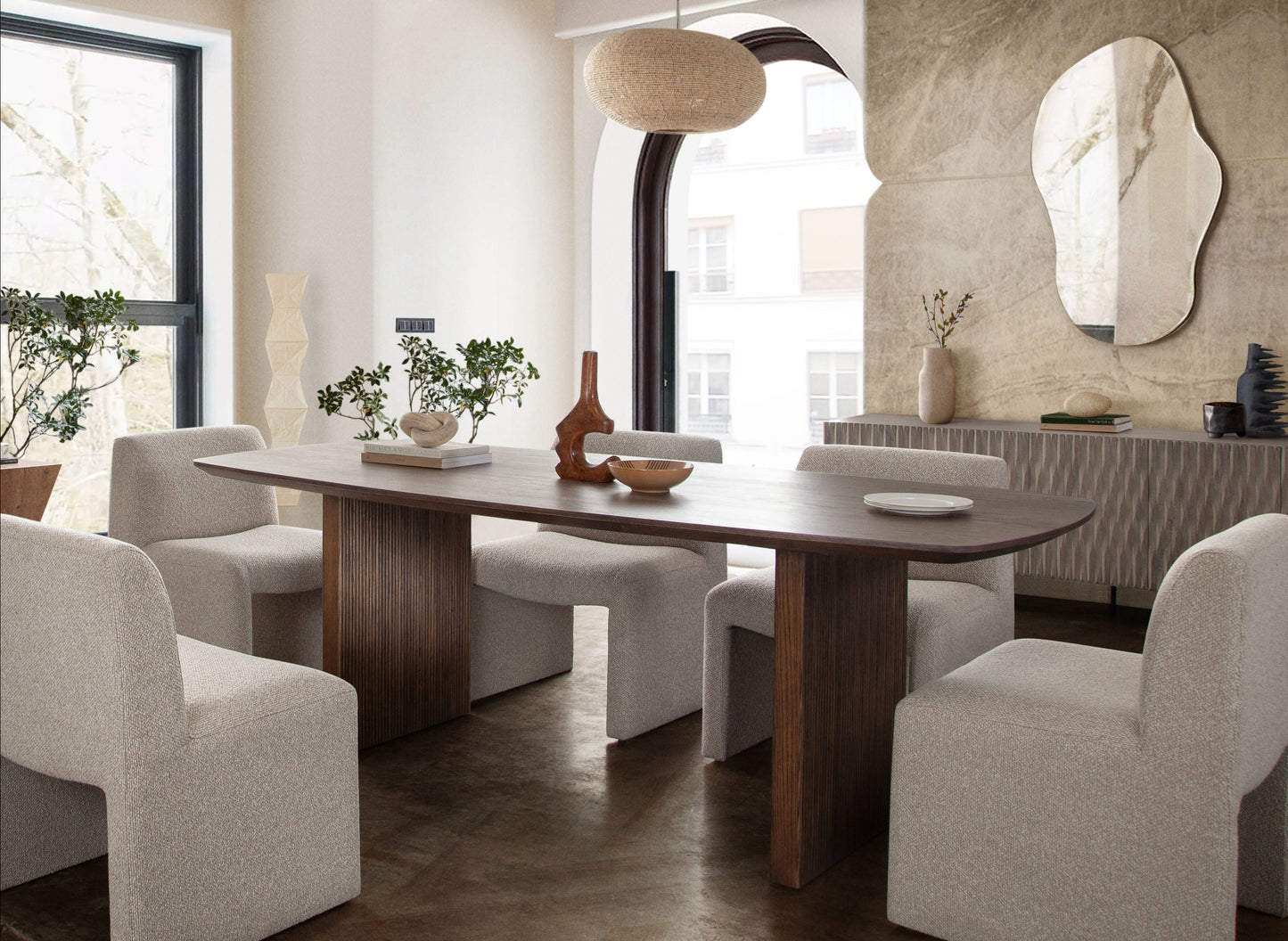 Sienna 87" Rectangular Dining Table in Oak Finish by Diamond Sofa