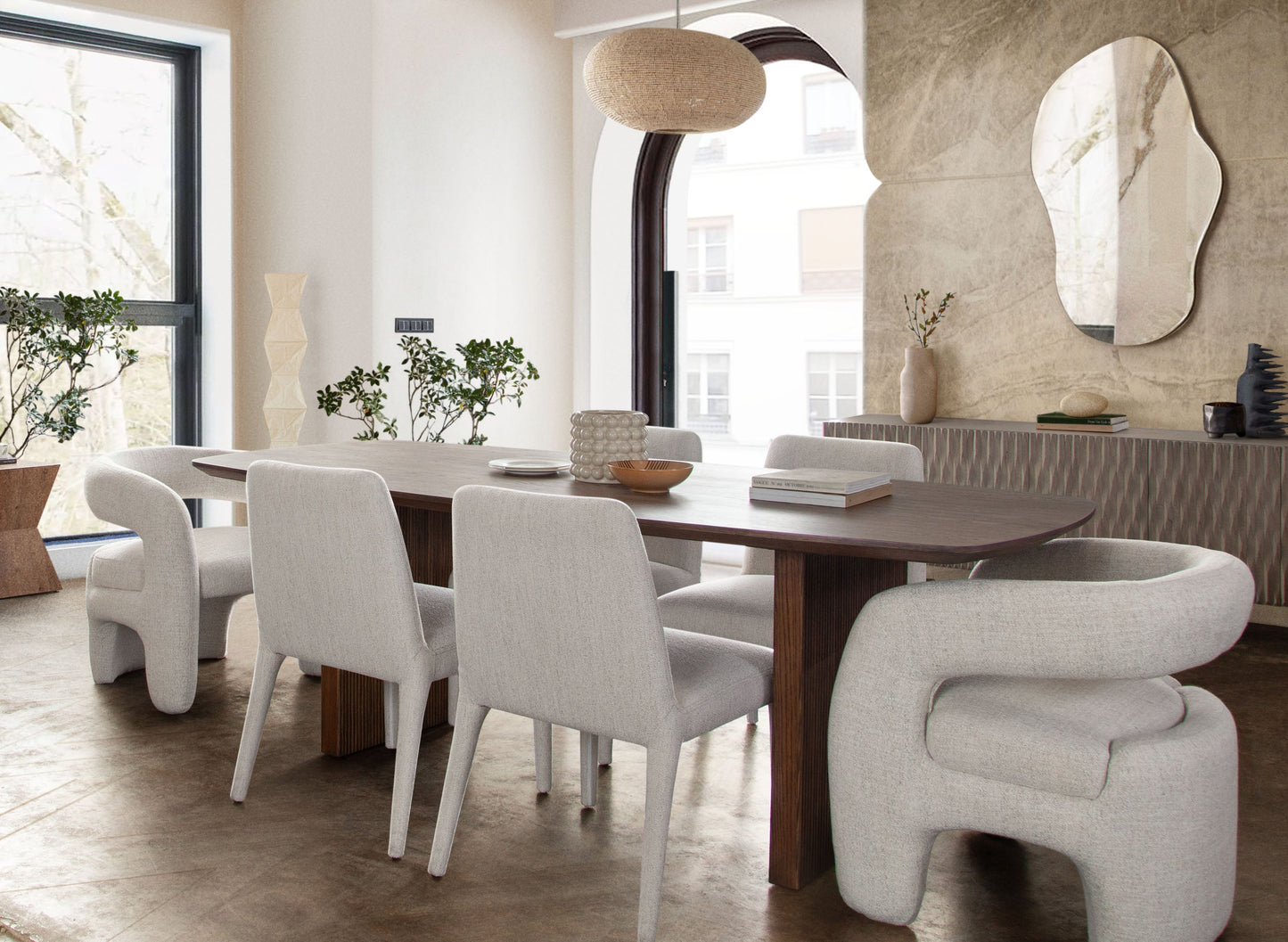 Sienna 87" Rectangular Dining Table in Oak Finish by Diamond Sofa