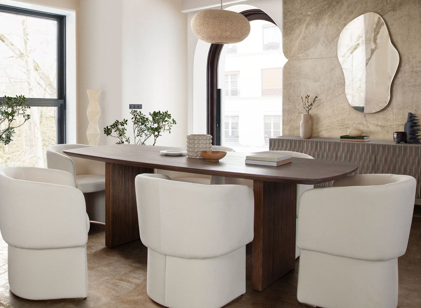 Sienna 87" Rectangular Dining Table in Oak Finish by Diamond Sofa