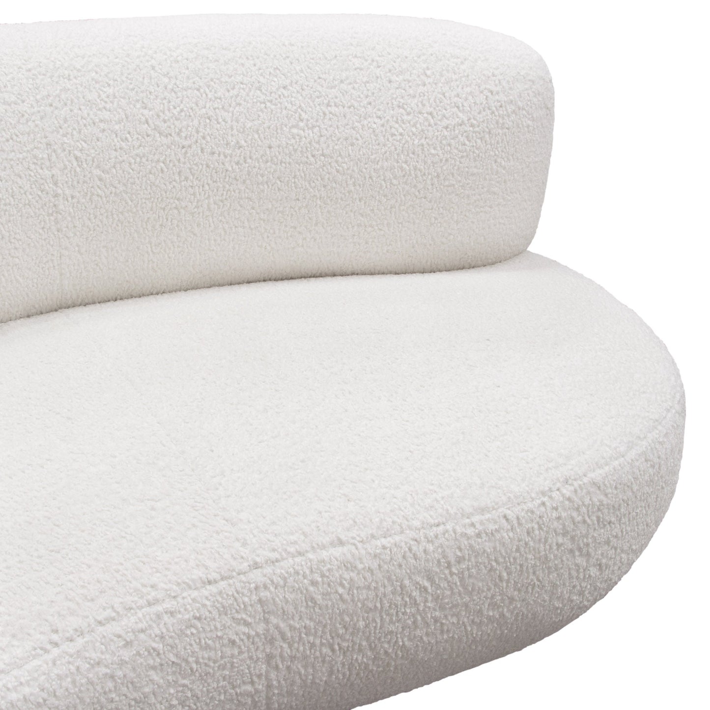 Simone Curved Sofa in White Faux Sheepskin Fabric by Diamond Sofa