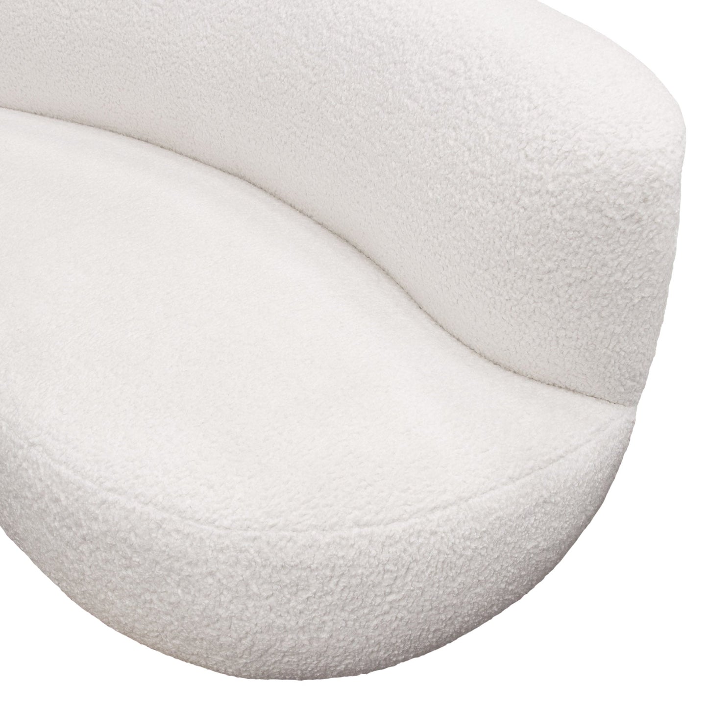 Simone Curved Sofa in White Faux Sheepskin Fabric by Diamond Sofa