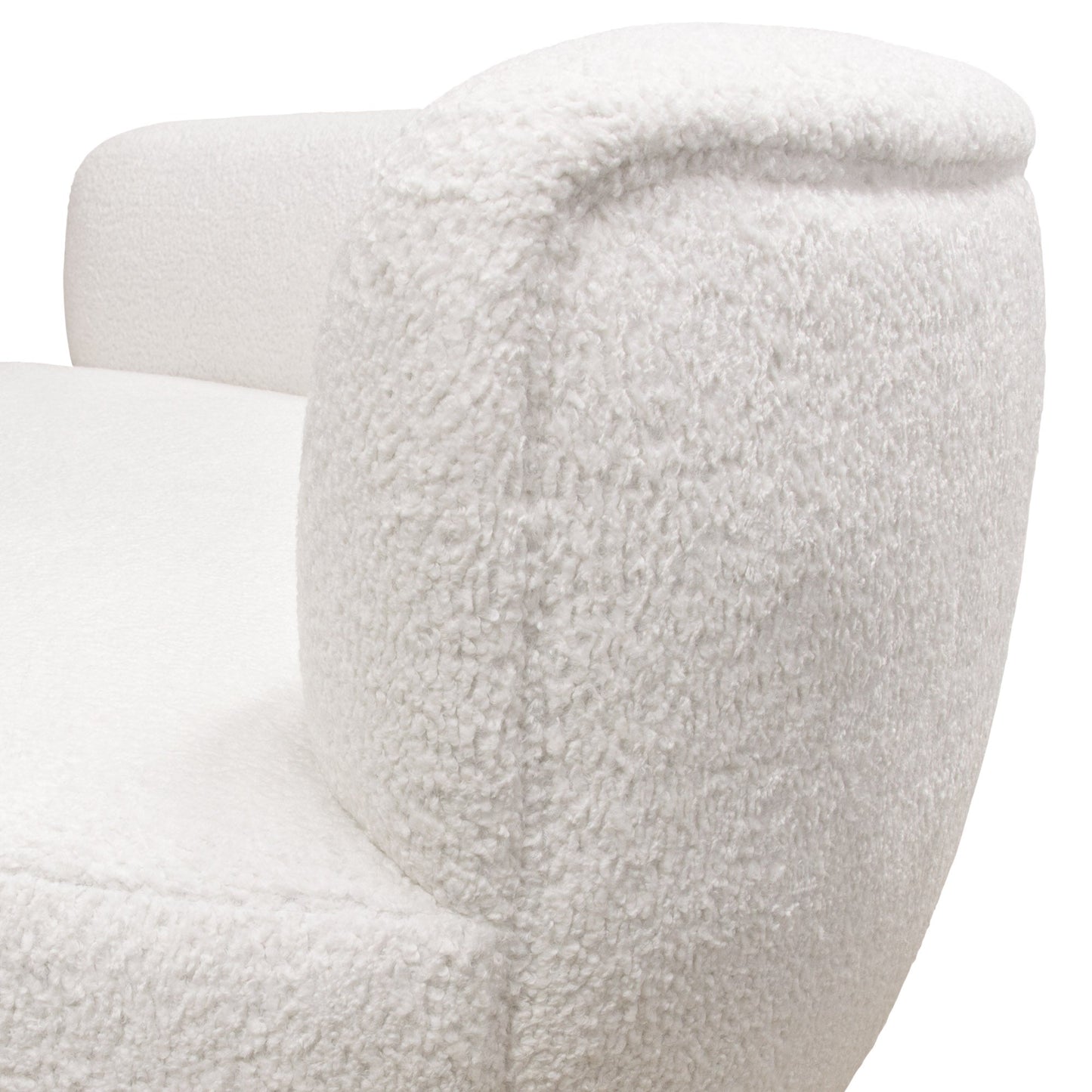 Simone Curved Sofa in White Faux Sheepskin Fabric by Diamond Sofa