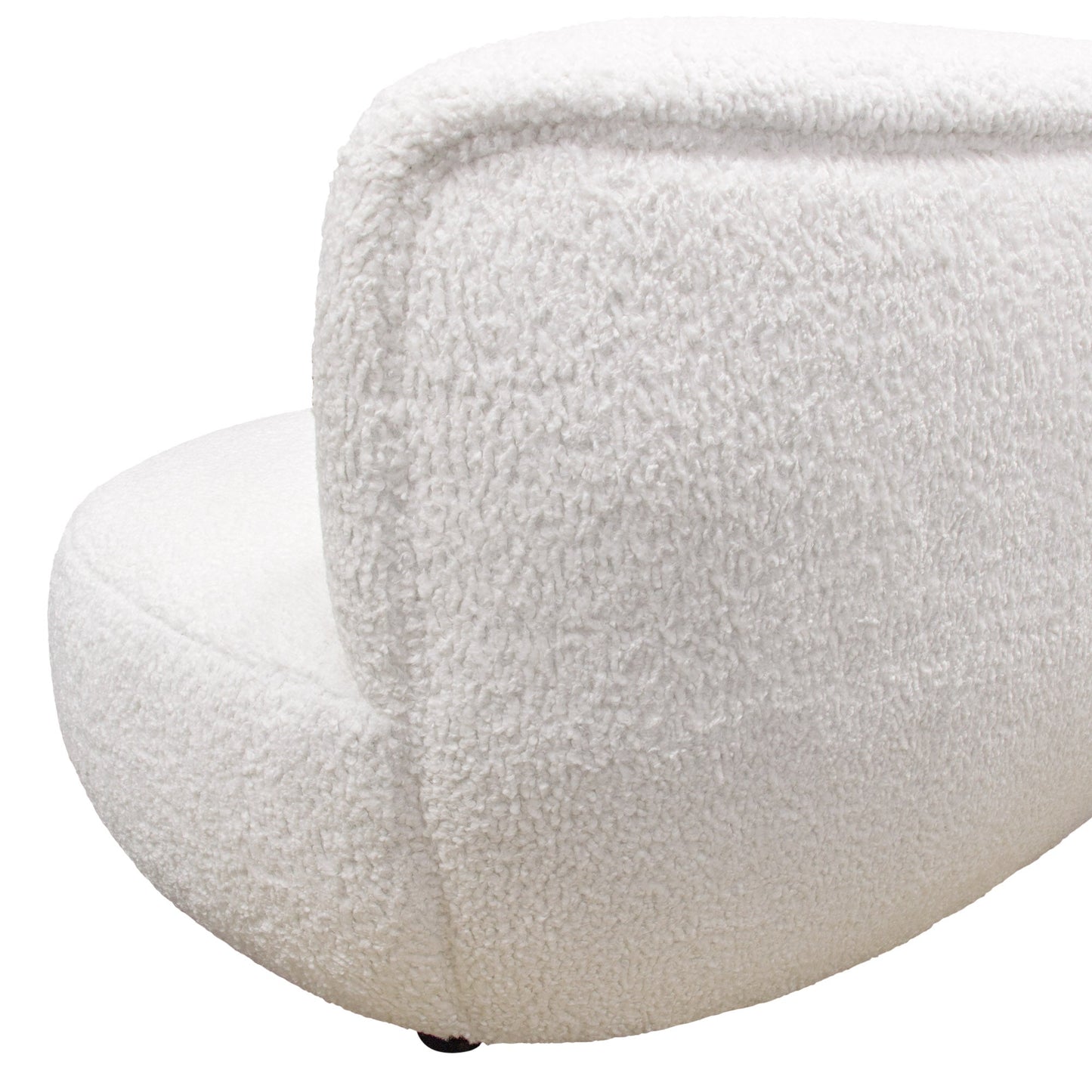 Simone Curved Sofa in White Faux Sheepskin Fabric by Diamond Sofa