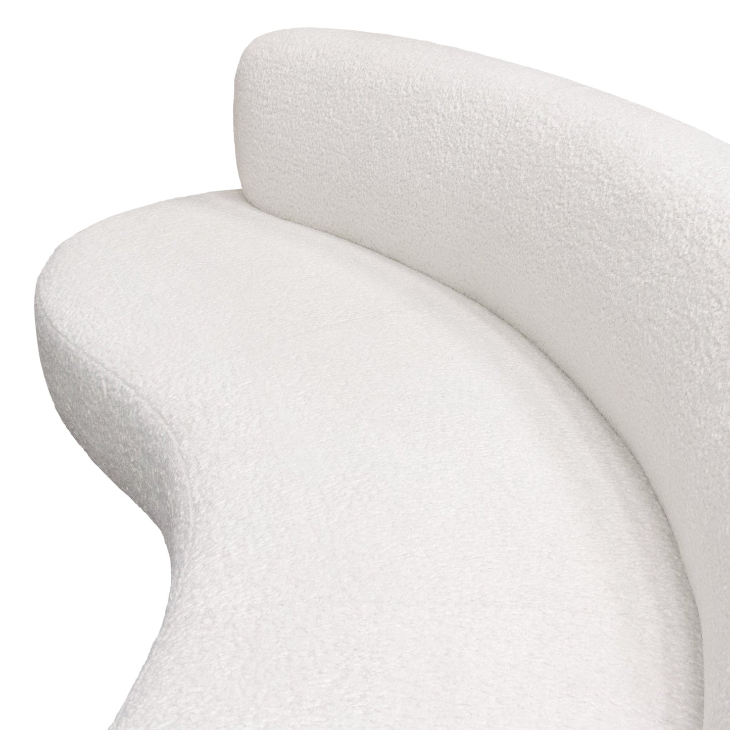 Simone Curved Sofa in White Faux Sheepskin Fabric by Diamond Sofa